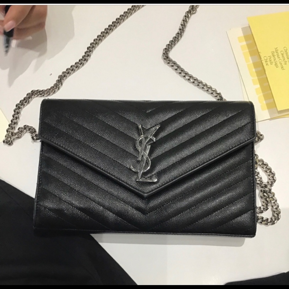 Monogram mantelasse wallet on a chain